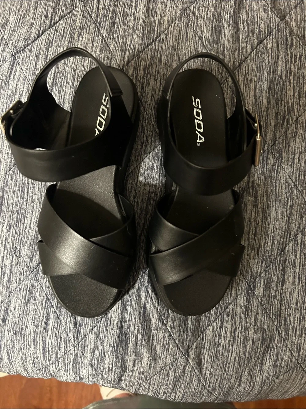 Soda Black Platform Sandals
